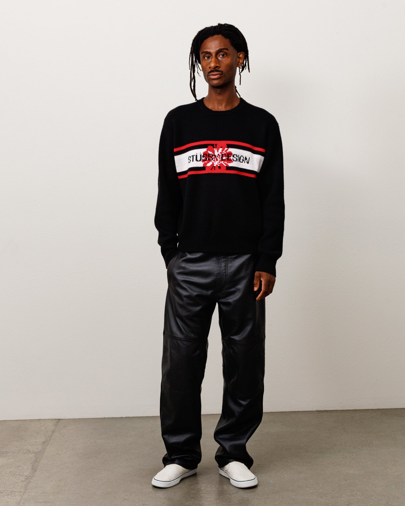 Stussy Pantaloni Moto in Pelle pantaloni pelle Black