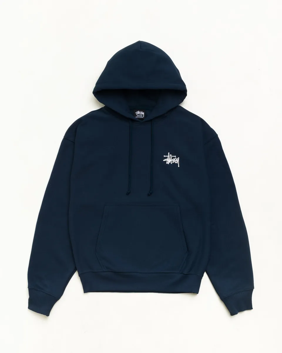 Stussy Basic Stussy Hoodie Felpa Cappuccio Navy 430gsm