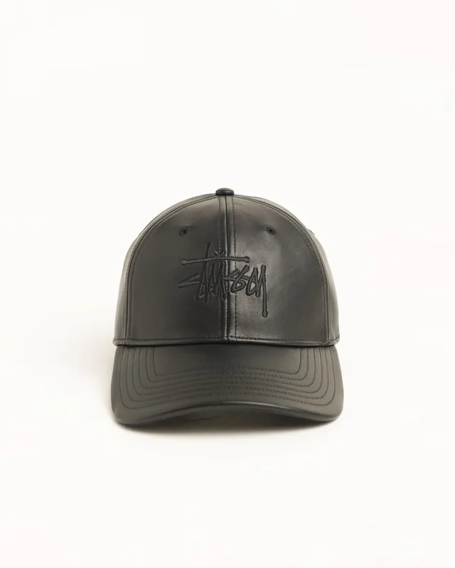 Stussy Leather Basic Cap berretto nero pelle