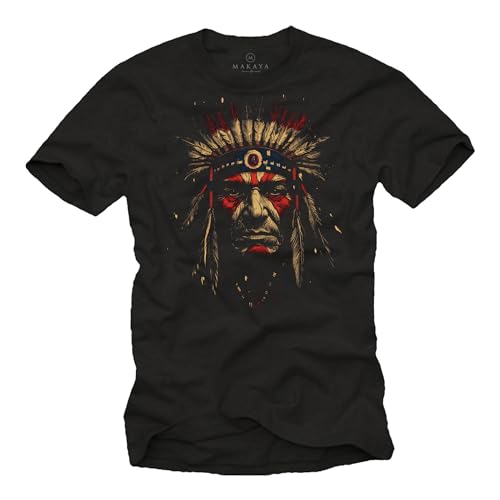 Makaya T-Shirt Uomo L Motivo Indiani Guerriero Cotone