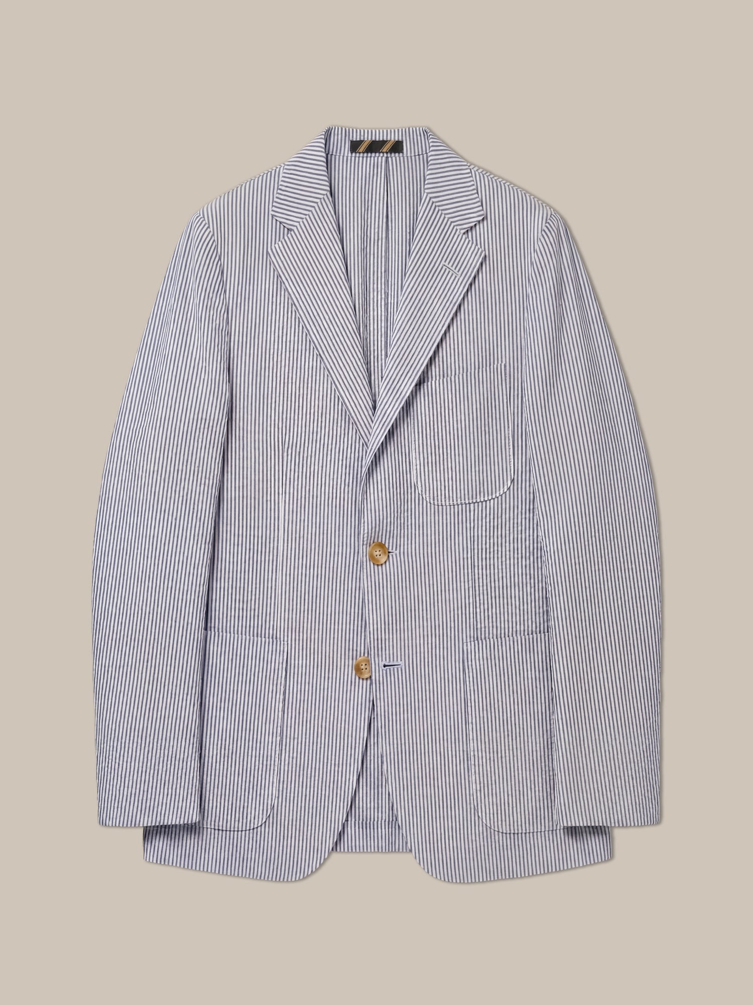 Robert Talbott Clarke Blazer Uomo Blu Bianco Riga Seersucker