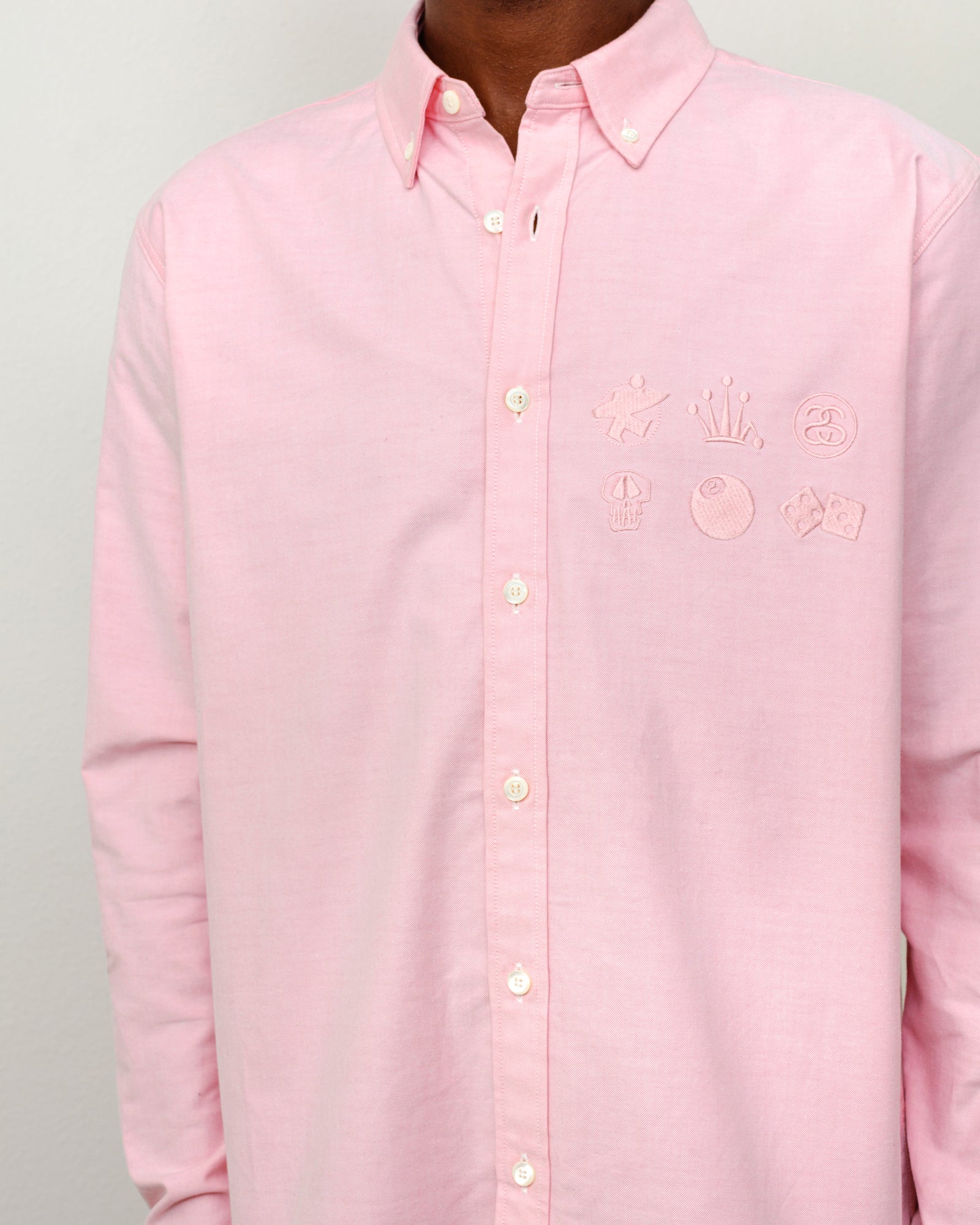Stussy Junya Button Down camicia PINK cotone Oxford