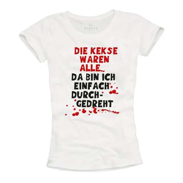 MAKAYA T-Shirt Donna Biscotti Sono Vuoti maglietta bianca S cotone
