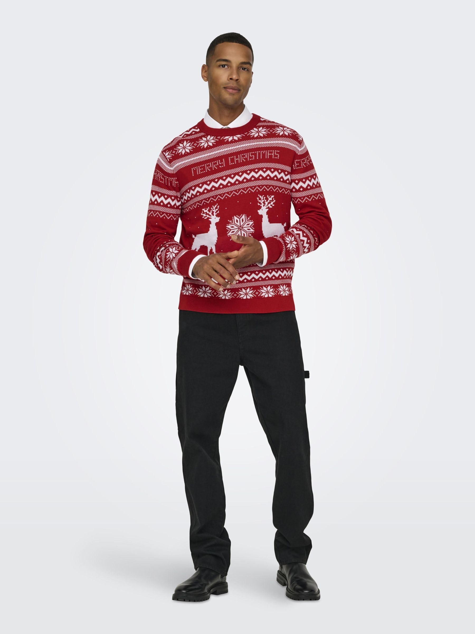 Only & Sons ONSXMAS Pullover Maglione Uomo Girocollo Invernale
