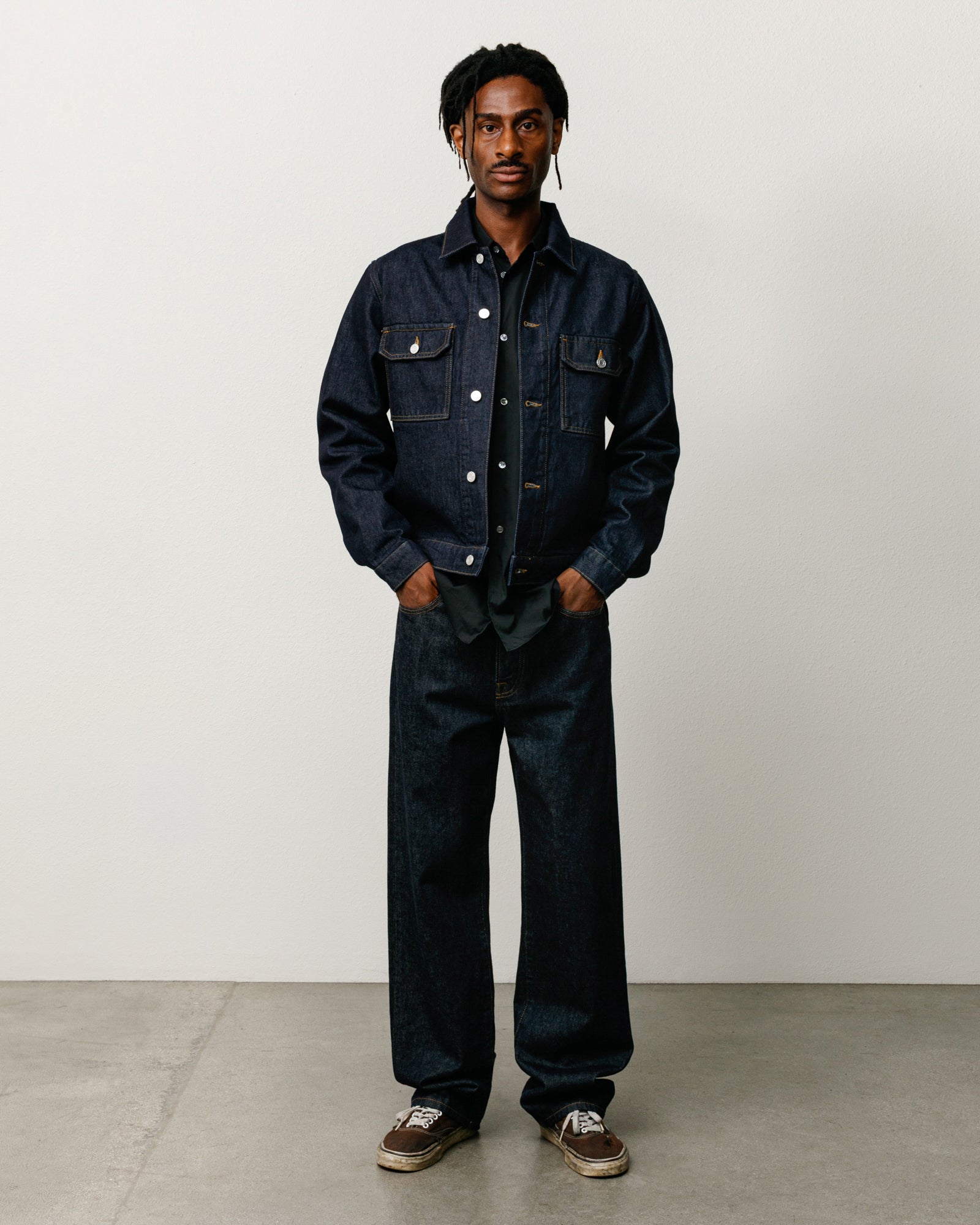 Stussy Denim Trucker Jacket Giacca Rinsed Indigo 475gsm