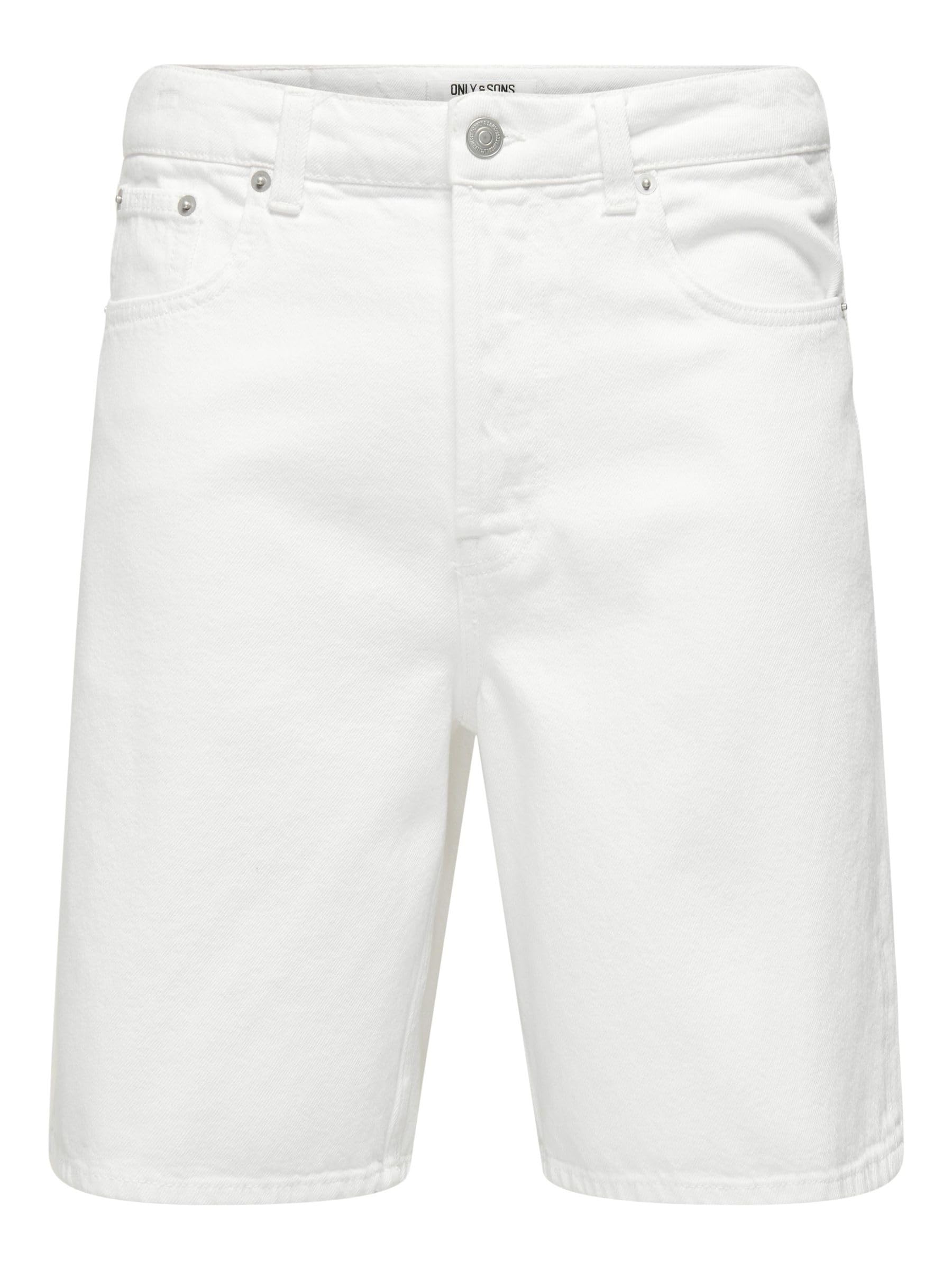 Only & Sons Onsfade Shorts Jeans Uomo White 1662 LOOSE Taglia L
