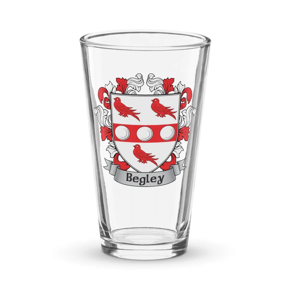 7.62 Design Drinkware Begley Irish Family Crest Bicchiere Pinta 473 ml