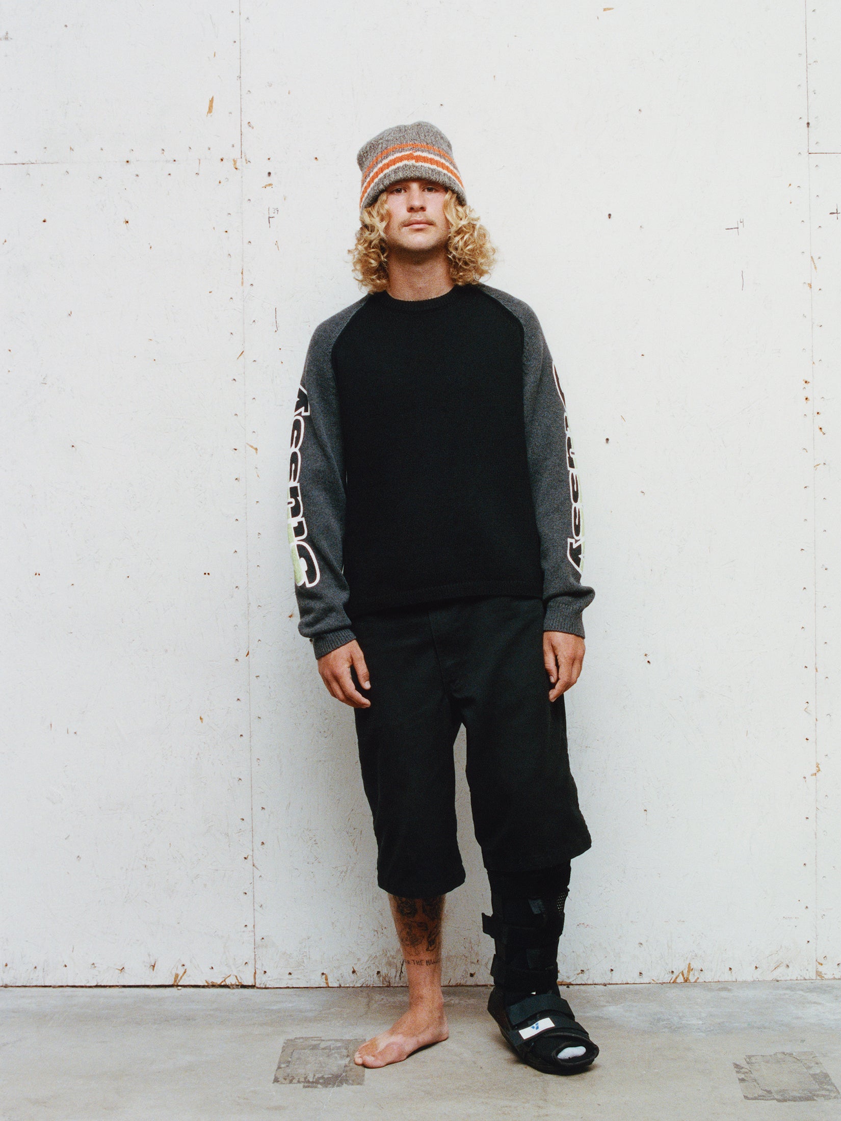 Stussy Two Tone Raglan Sweater maglione nero lana merino