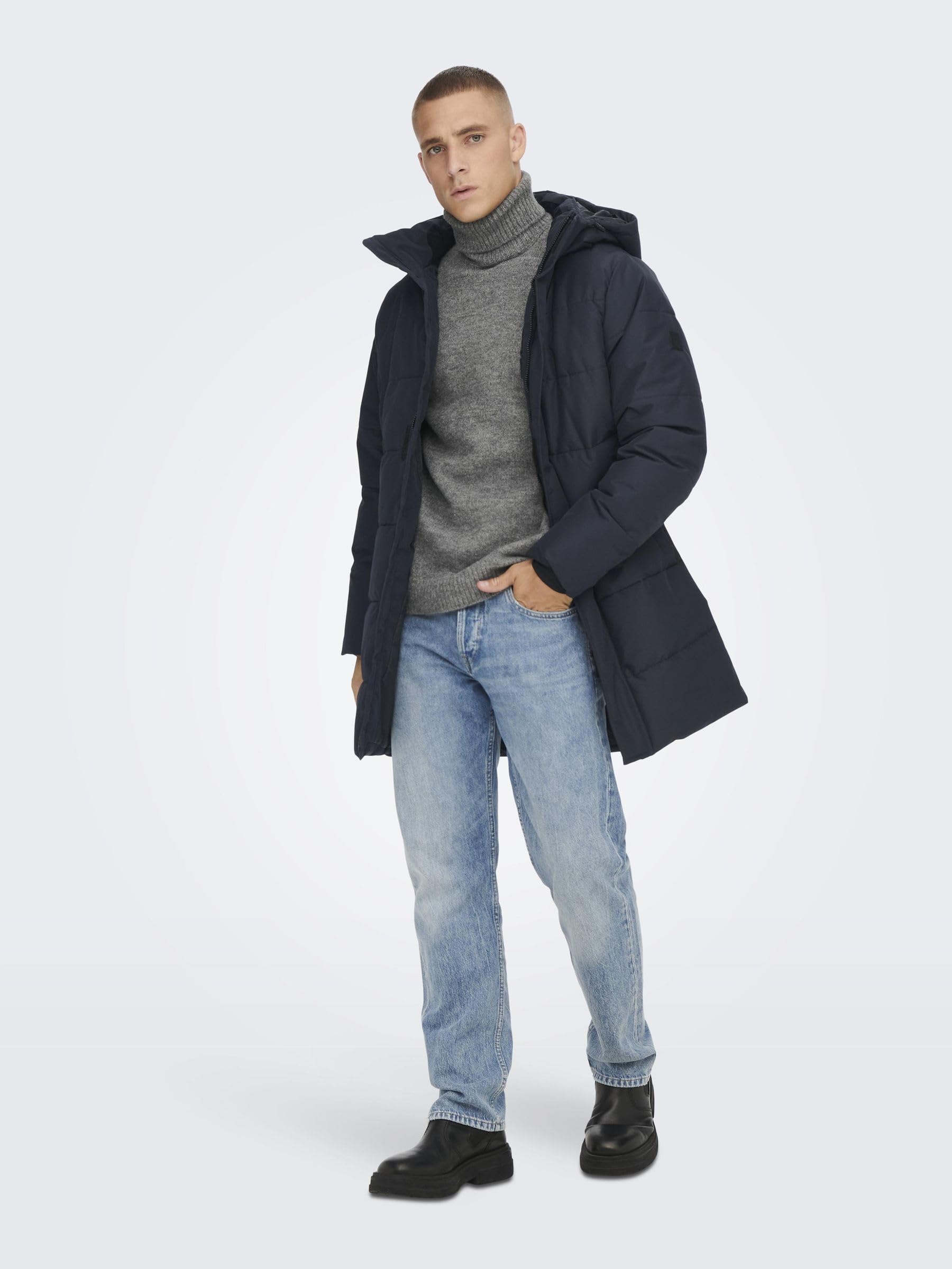 Only & Sons Onscarl Puffer Giacca Uomo Dark Navy Trapuntata