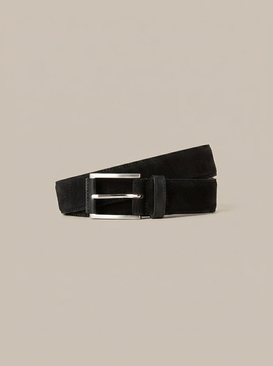 Robert Talbott Lewis Cintura Camoscio Nero 3,4 cm