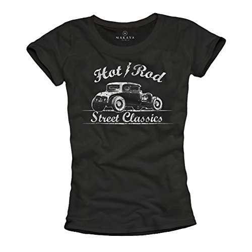 Makaya Hot Rod T-Shirt Donna Cotone Nera L