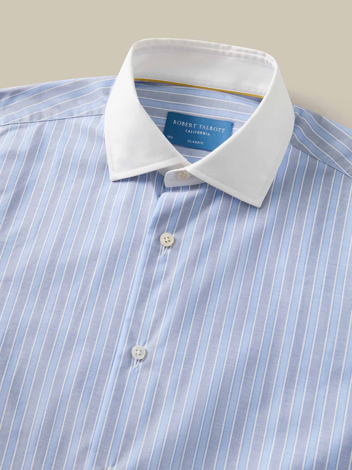 Robert Talbott Dress Shirts Reynolds Stripe camicia poplin blu