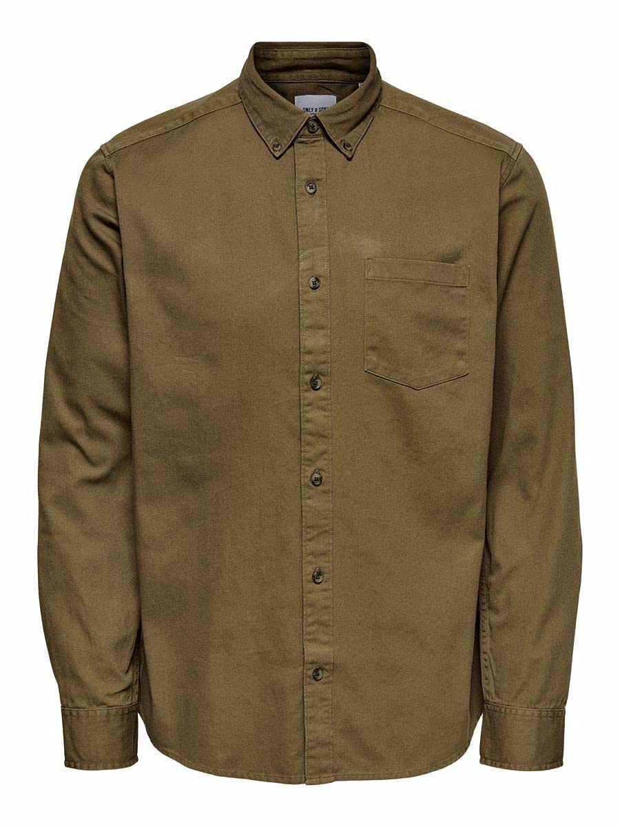 ONLY & SONS Bryce Camicia S Cotone Bio Maniche Lunghe