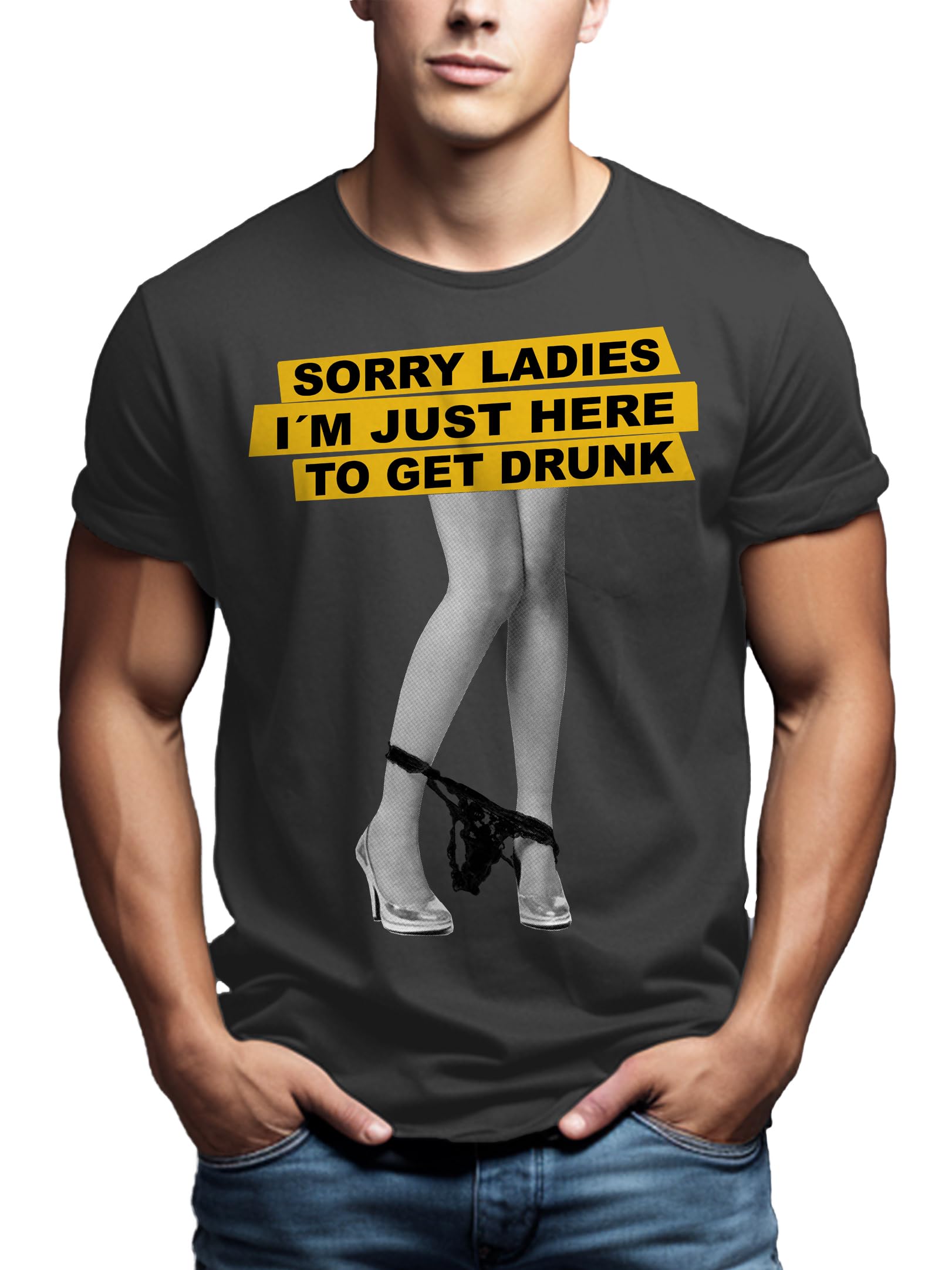 Makaya Sorry Ladies T-Shirt Uomo Grigia Cotone Scritta