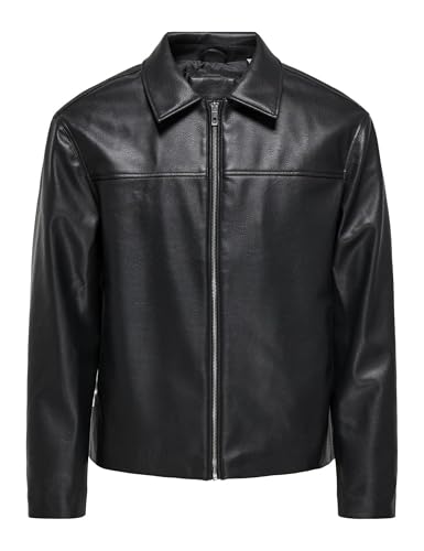 Only & Sons Onsjack PU Giacca uomo similpelle zip nera
