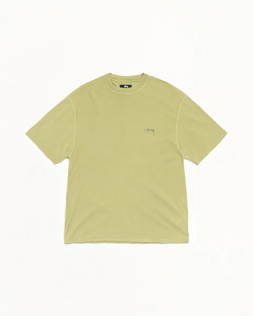 Stussy Lazy Tee maglietta verde moss cotone 190 gsm