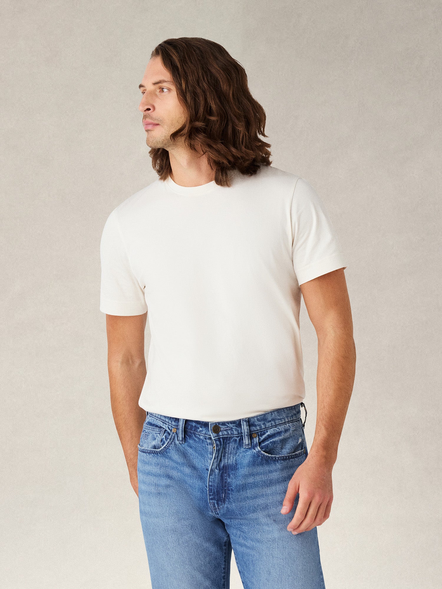 Robert Talbott Dylan T-shirt uomo White in cotone Pima basic