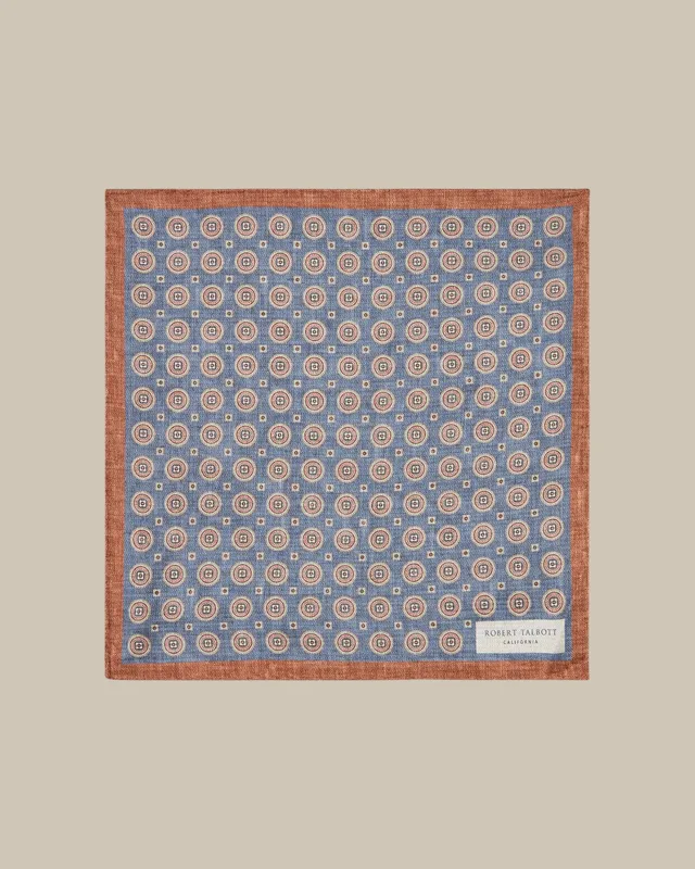 Robert Talbott Colton fazzoletto seta blu reversibile