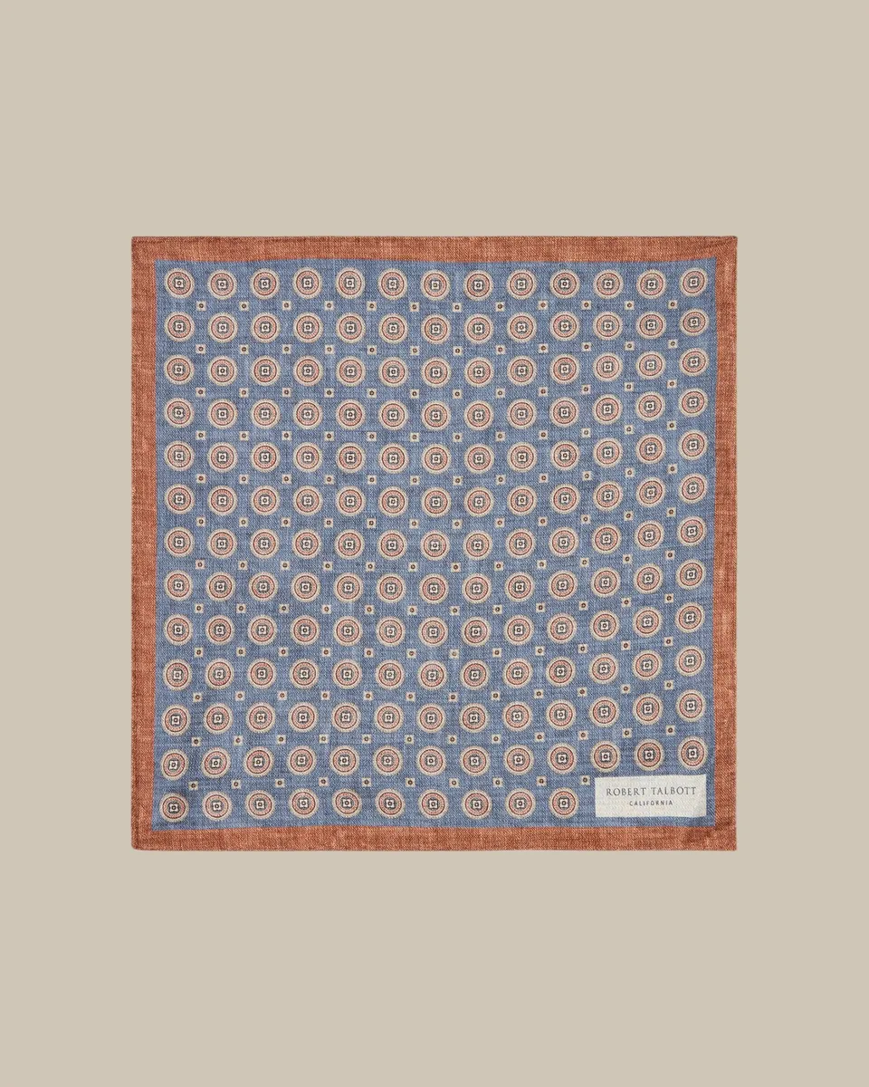 Robert Talbott Colton fazzoletto seta blu reversibile