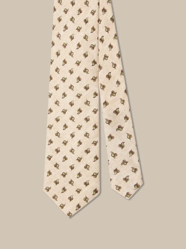 Robert Talbott Neckties Robert Multi Pine cravatta crema seta