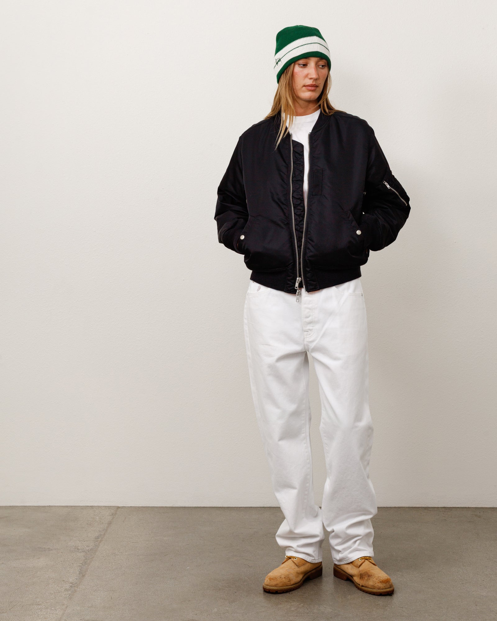 Stussy MA-1 Bomber Giubbotto Nero Nylon Imbottito