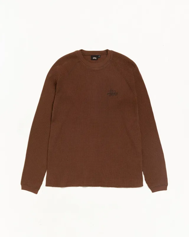 Stussy Basic Thermal maglia marrone 100% cotone