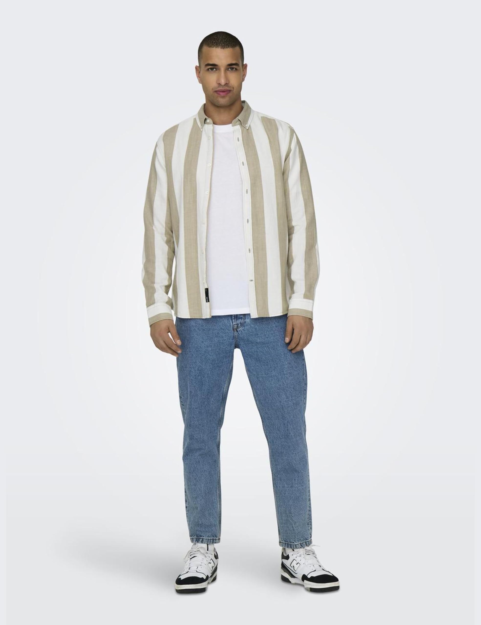 Only & Sons Onsarlo Slim Camicia Uomo S Cincillà Lino