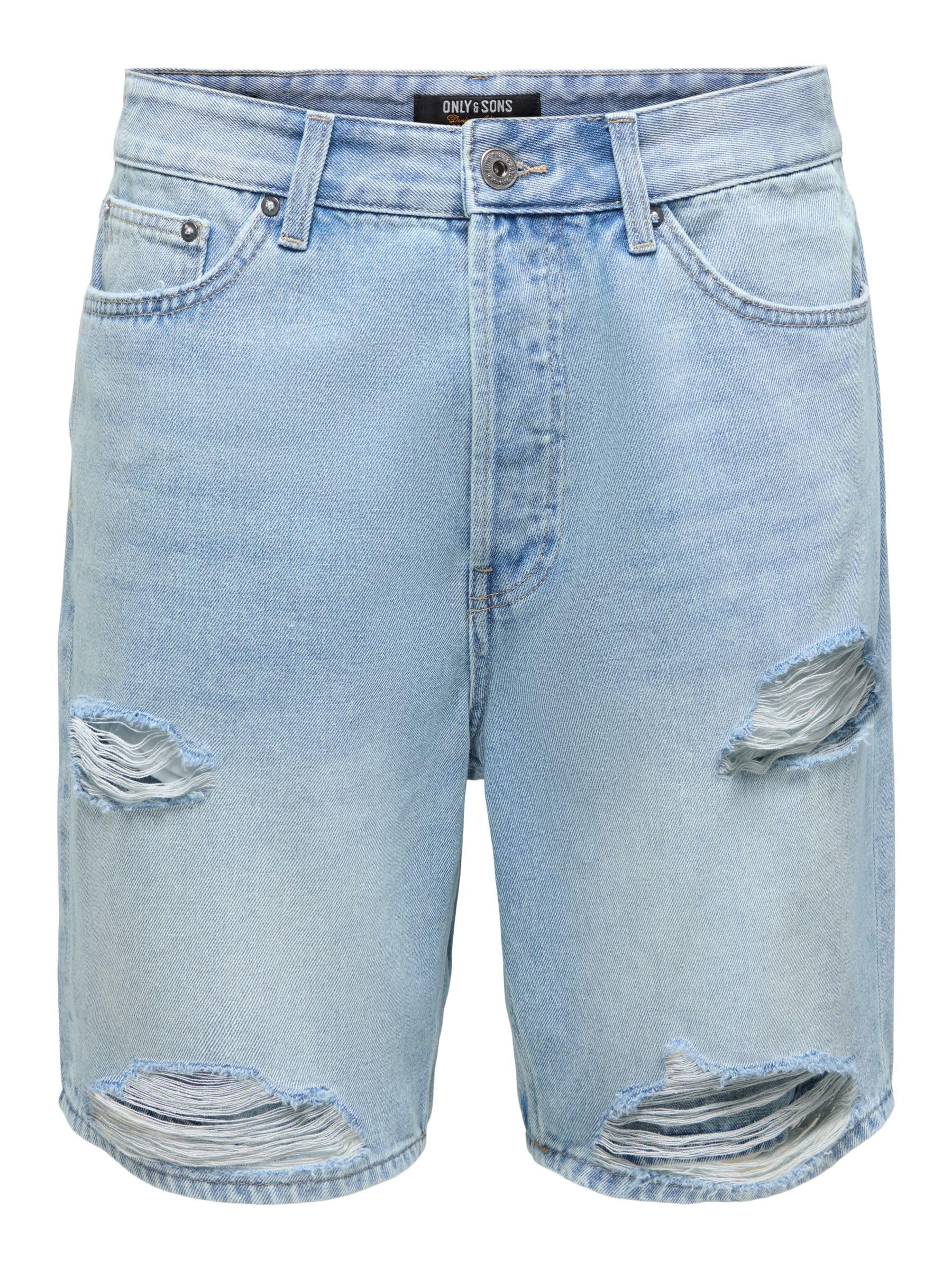 ONLY & SONS Onsfade Shorts Uomo XL Denim Chiaro Loose