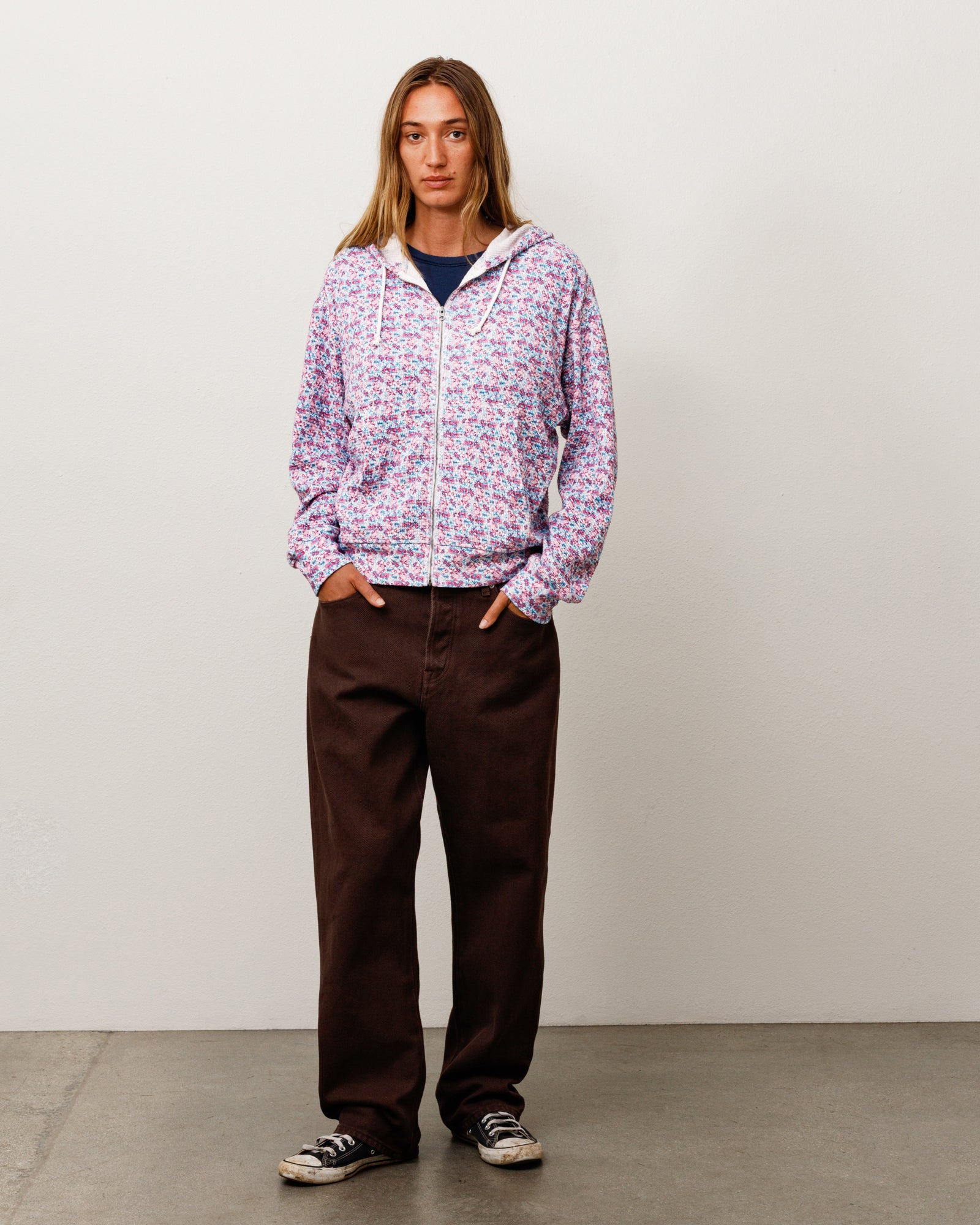 Stussy Lightweight Thermal Hoodie Felpa Floral Cotone