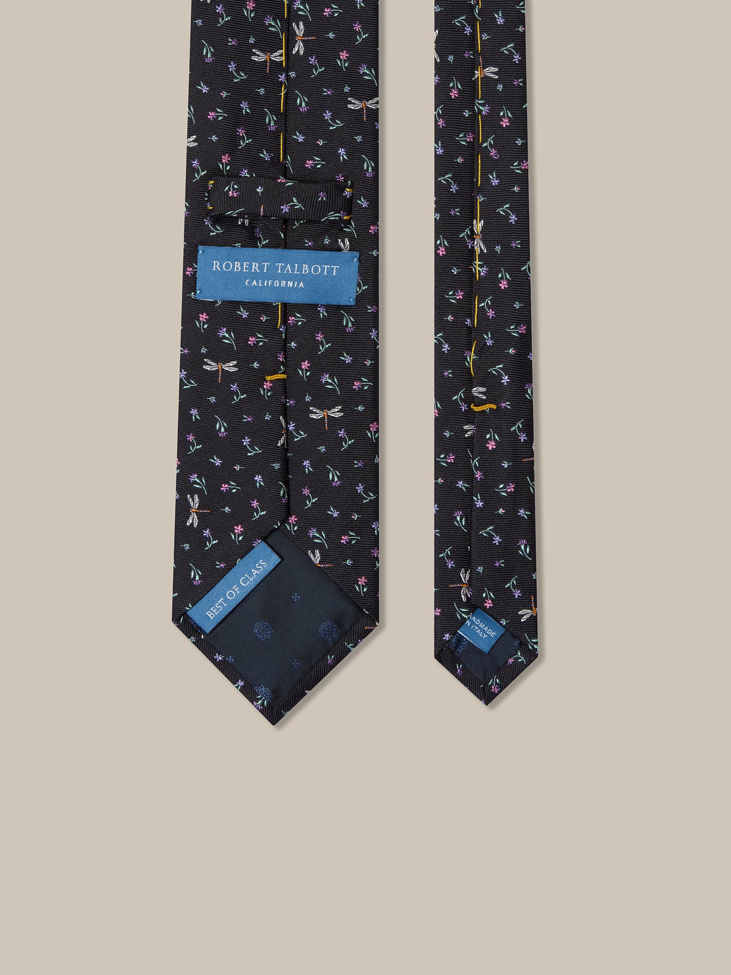 Robert Talbott Dragonfly Cravatta Seta Blu Navy Fiori