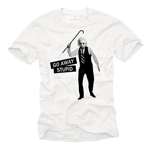 MAKAYA T-Shirt Uomo Einstein Go Away Maglietta M 100% cotone