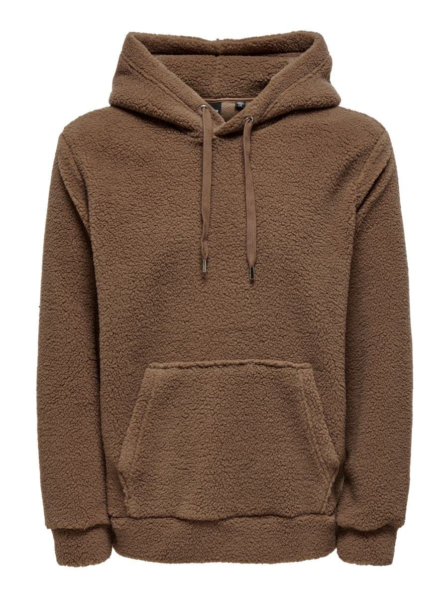 Only & Sons Onsremy Felpa Cappuccio Teddy Uomo Pernice