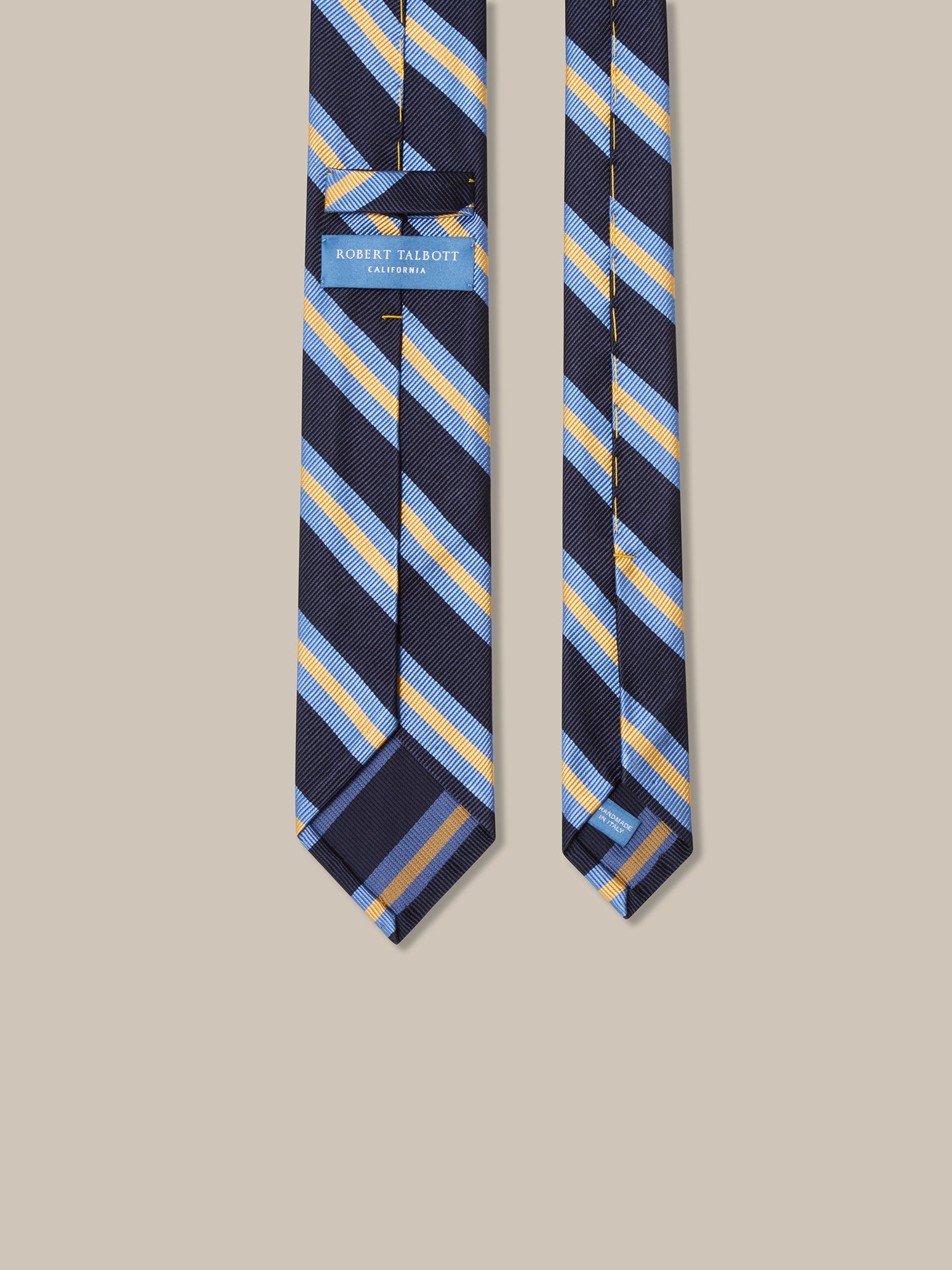 Robert Talbott Newman 7-Fold cravatta seta righe blu XL