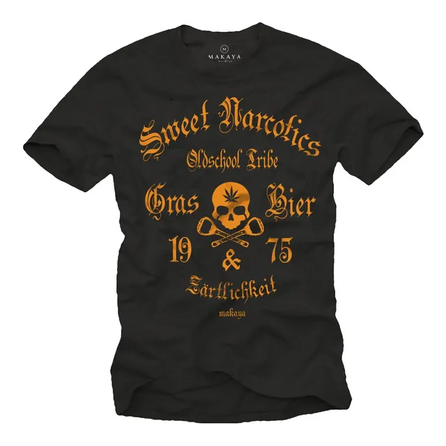 MAKAYA Sweet Narcotics T-Shirt Uomo Nera XL Cotone