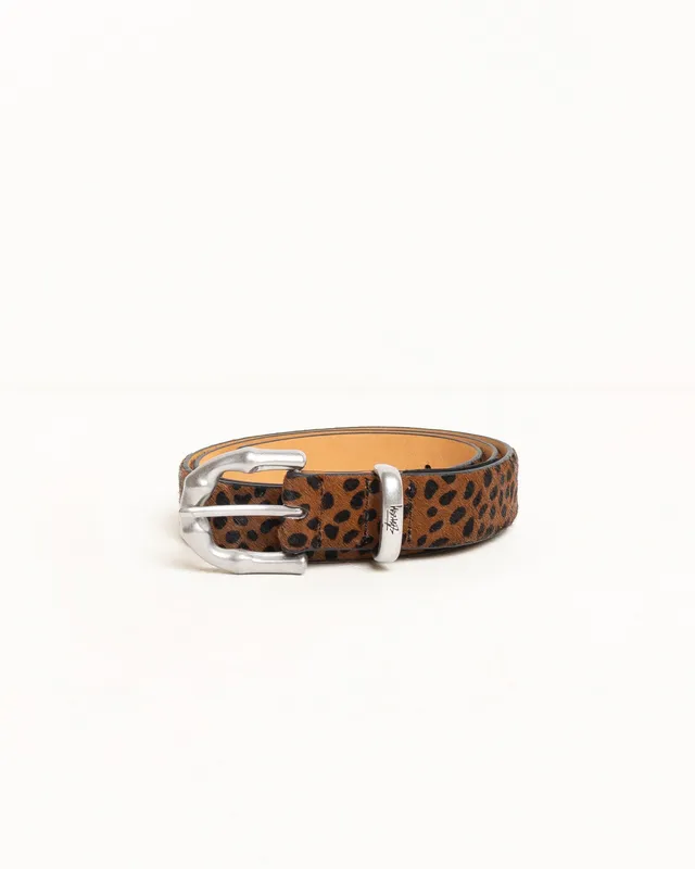 Stussy Bamboo Buckle Belt Cintura Hairy Leopard Pelle