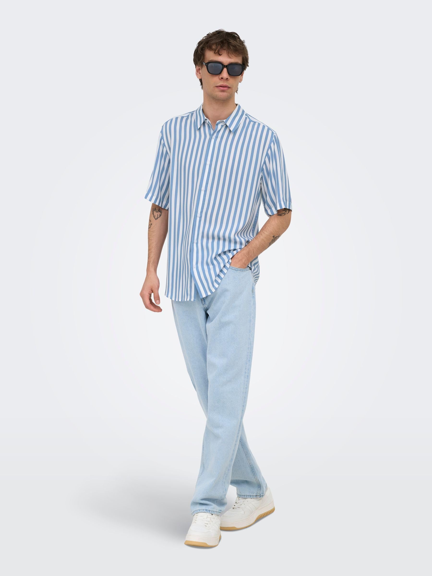 ONLY & SONS Onsedge Straight Jeans uomo vita media medium blue