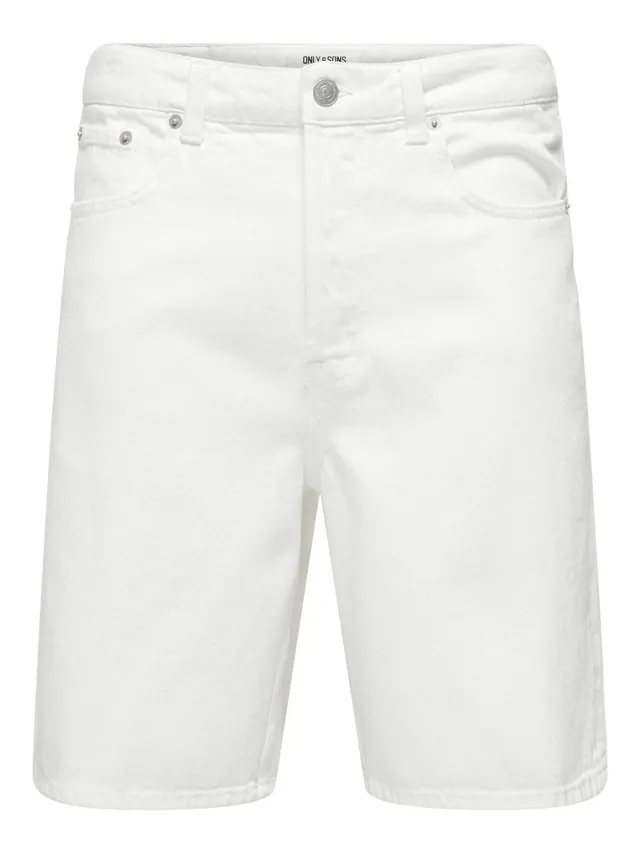Only & Sons Onsfade Shorts Jeans Uomo White 1662 LOOSE Taglia L