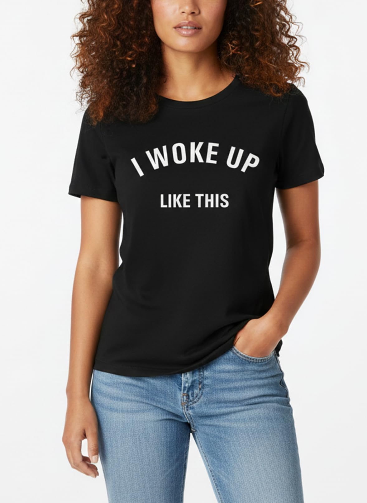 MAKAYA T-Shirt Donna Maglietta Cotone Swag Woke Up Like This L