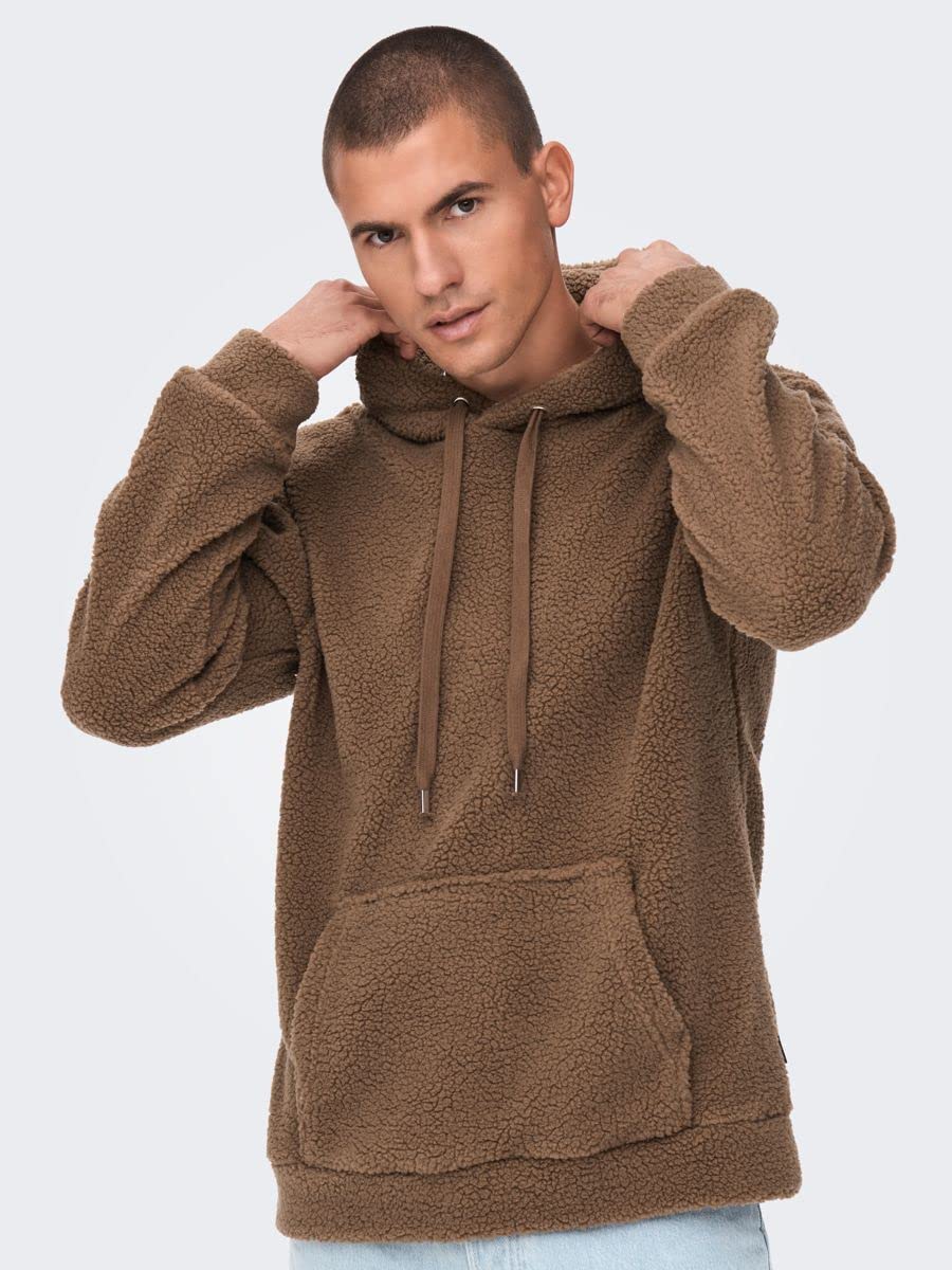 Only & Sons Onsremy Felpa Cappuccio Teddy Uomo Pernice