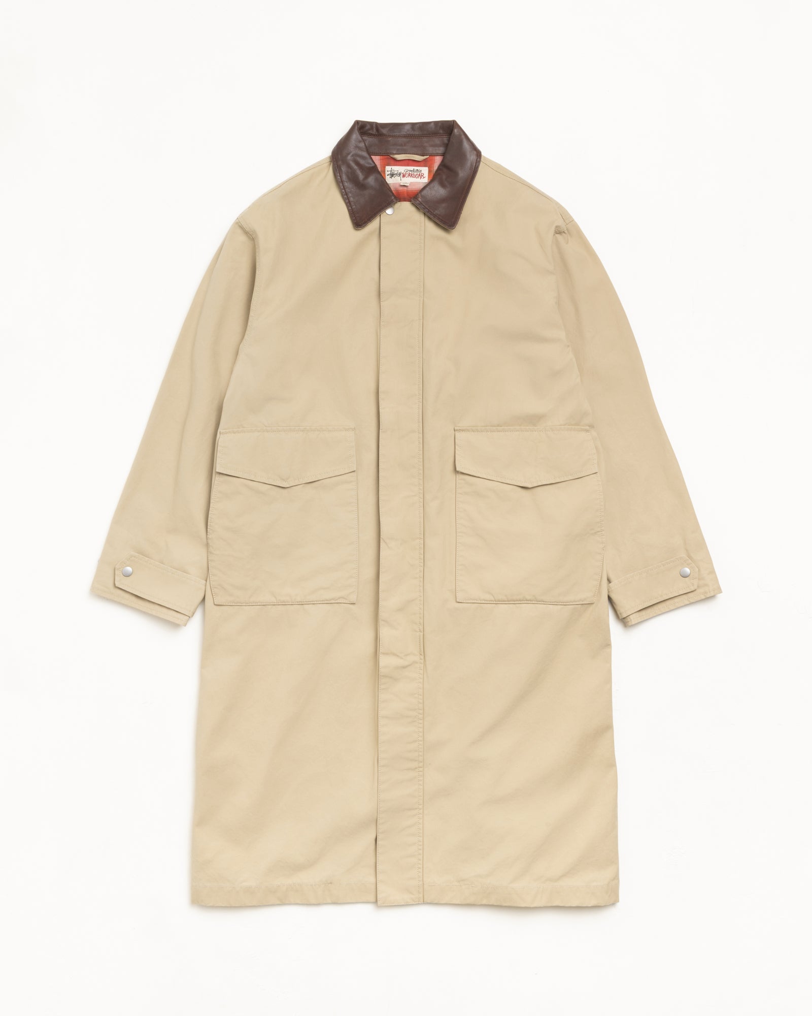 Stussy Duster Coat spolverino kaki 100% cotone