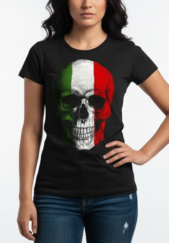 MAKAYA Teschio Skull Italia T-Shirt Donna S Cotone