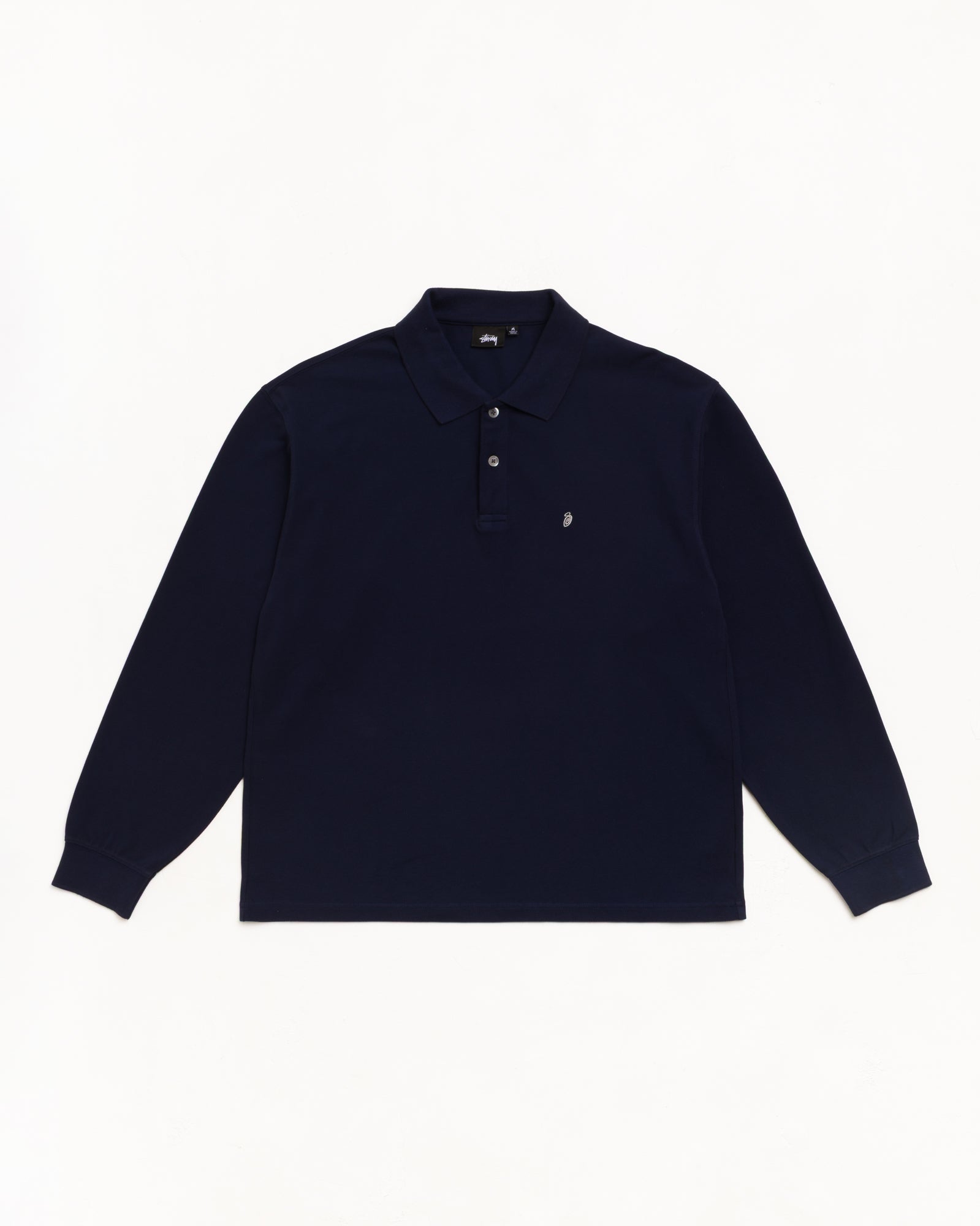 Stussy Classic Pique LS Polo manica lunga navy 100% cotone