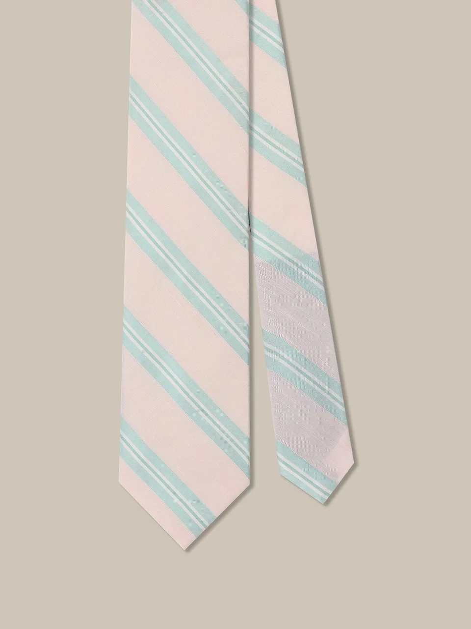 Robert Talbott Robert Silk Linen Stripe cravatta seta rosa REG