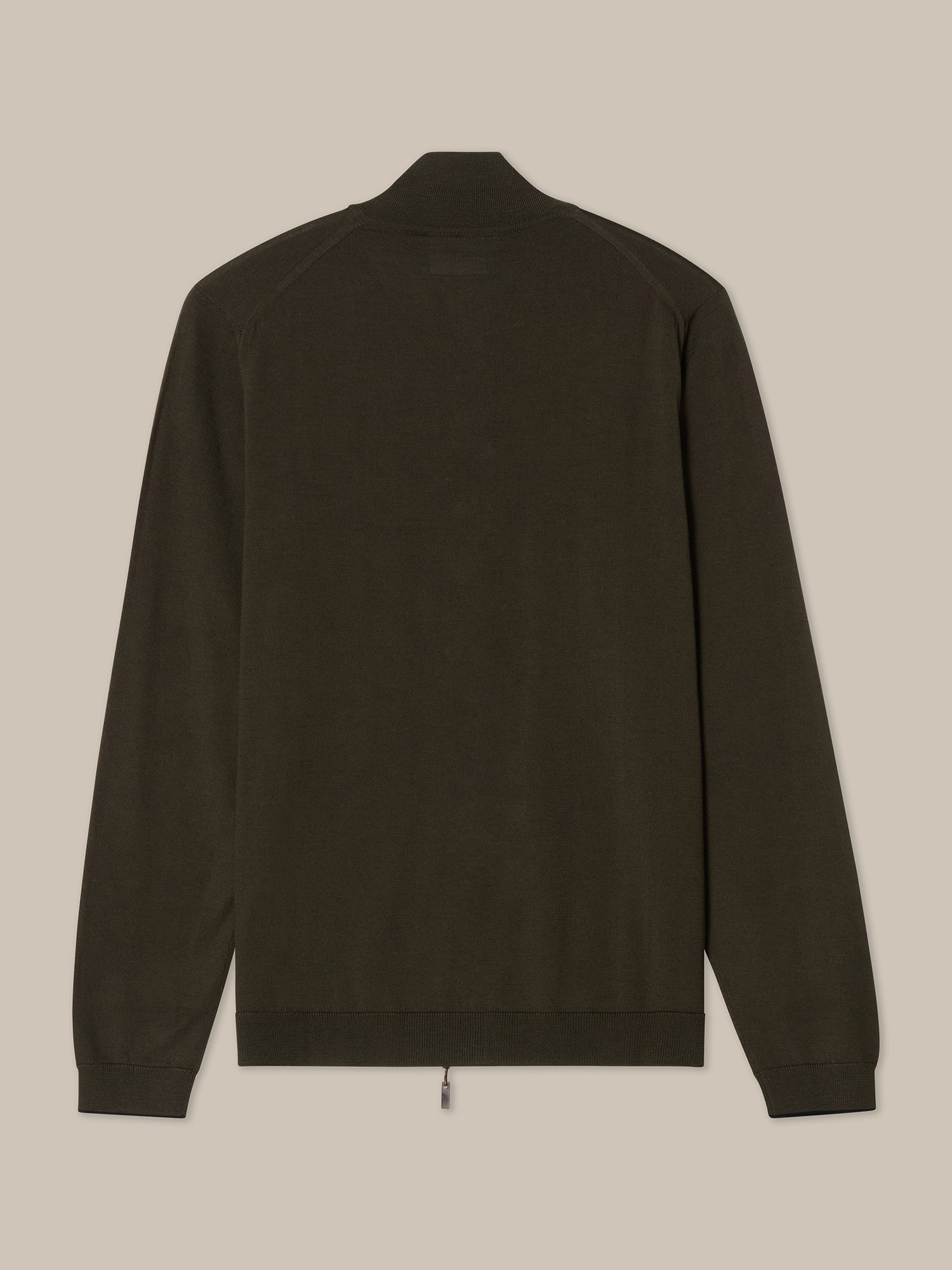 Robert Talbott Dalton Full Zip maglione merino verde oliva XL