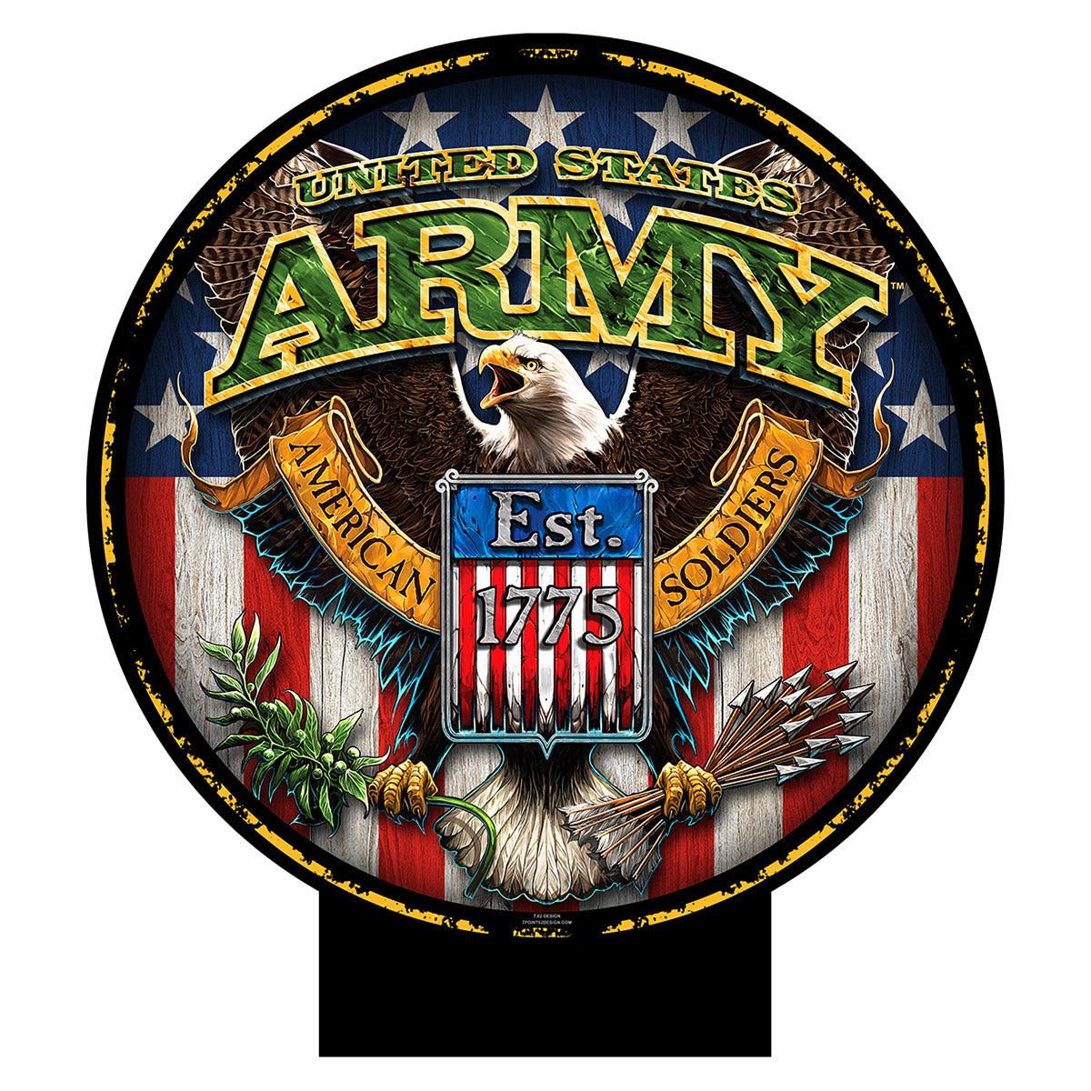 7.62 Design Army Fighting Eagle cartello giardino 20x20 PVC