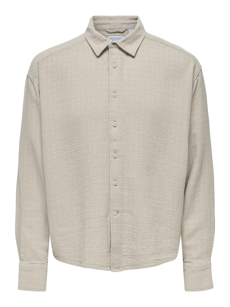 Only & Sons Onslatham Camicia Lino Uomo Manica Lunga Navy