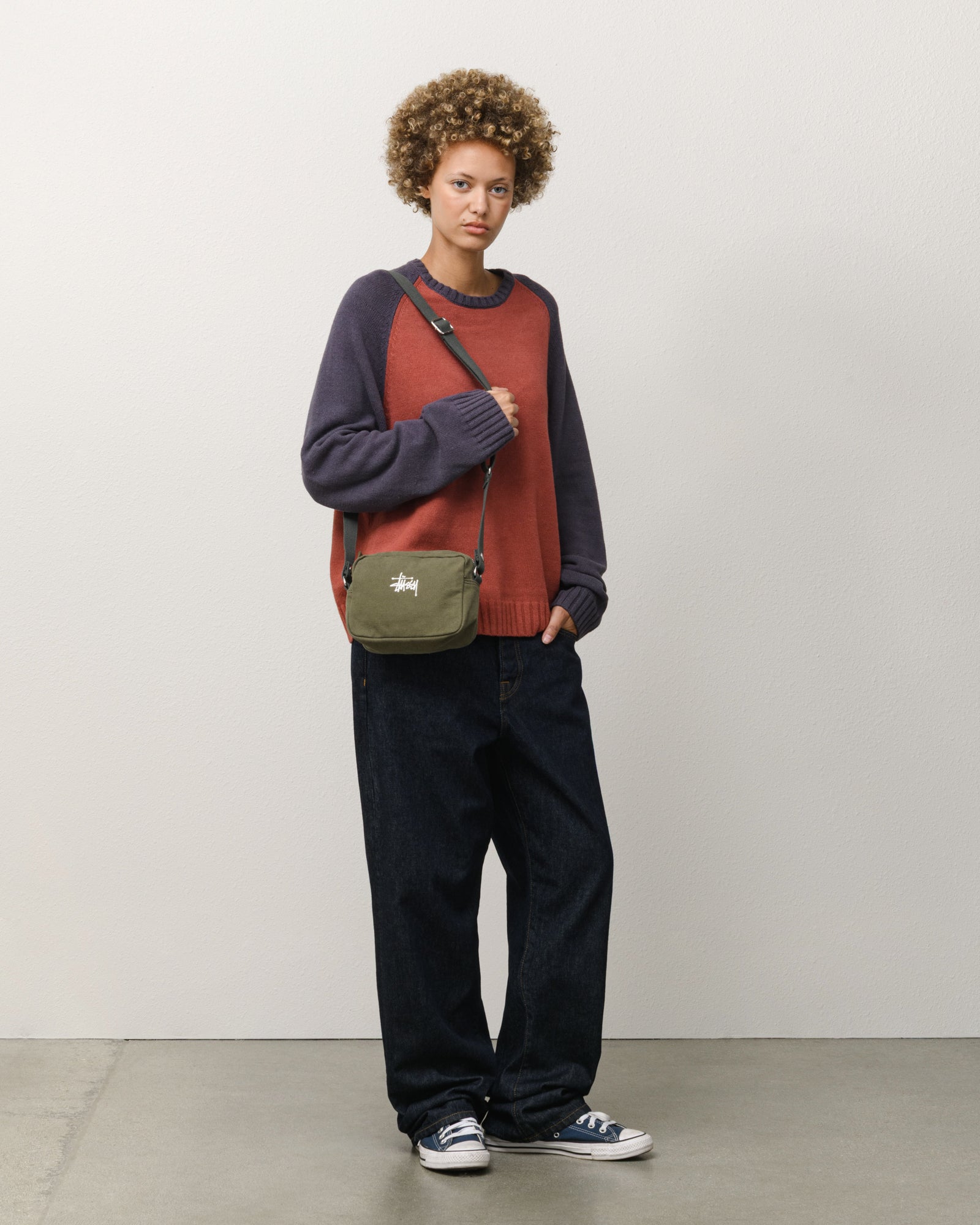Stussy Canvas Pouch pochette verde 19x14x7 cm cotone