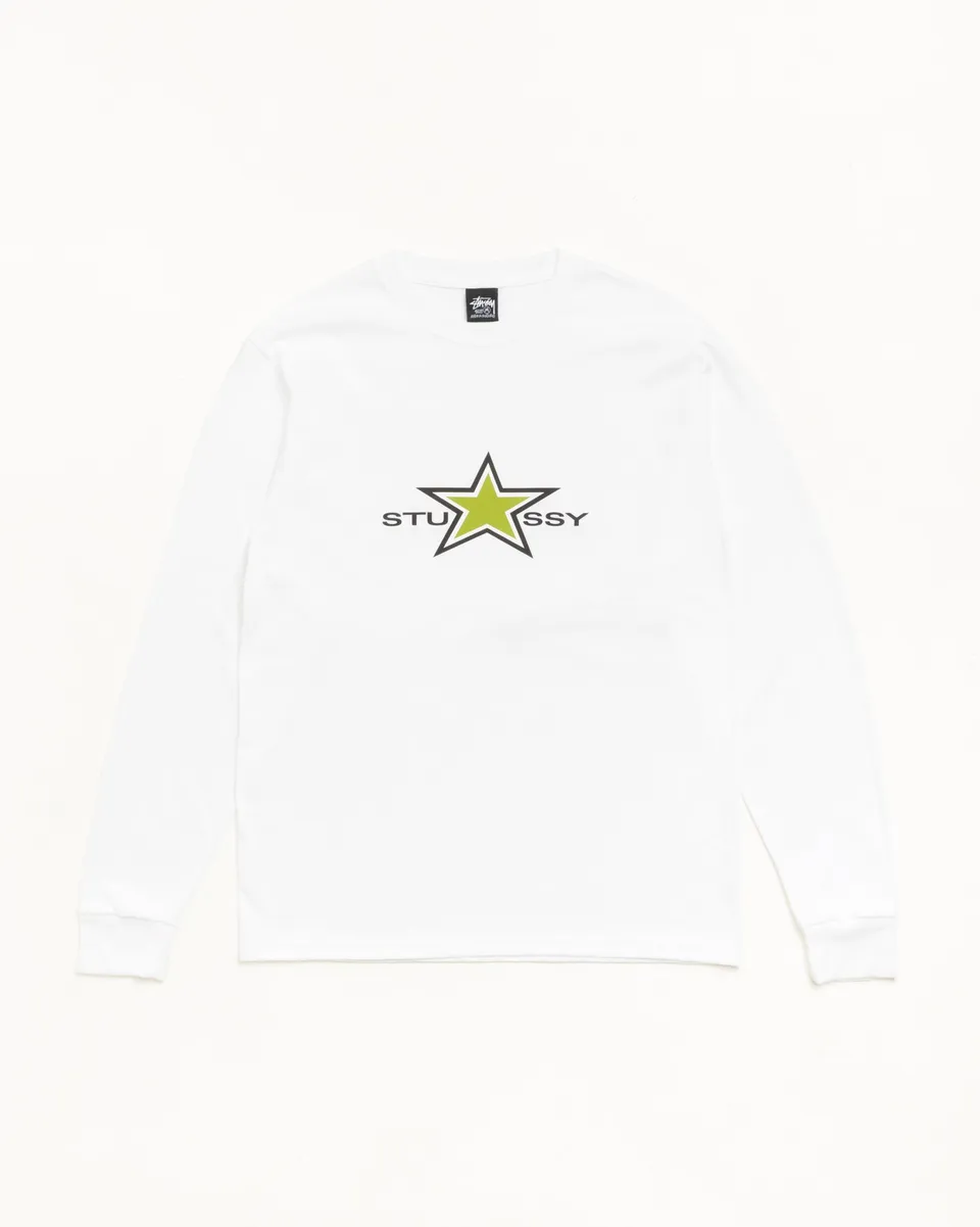 Stussy Tees Star LS Tee maglietta maniche lunghe bianca cotone