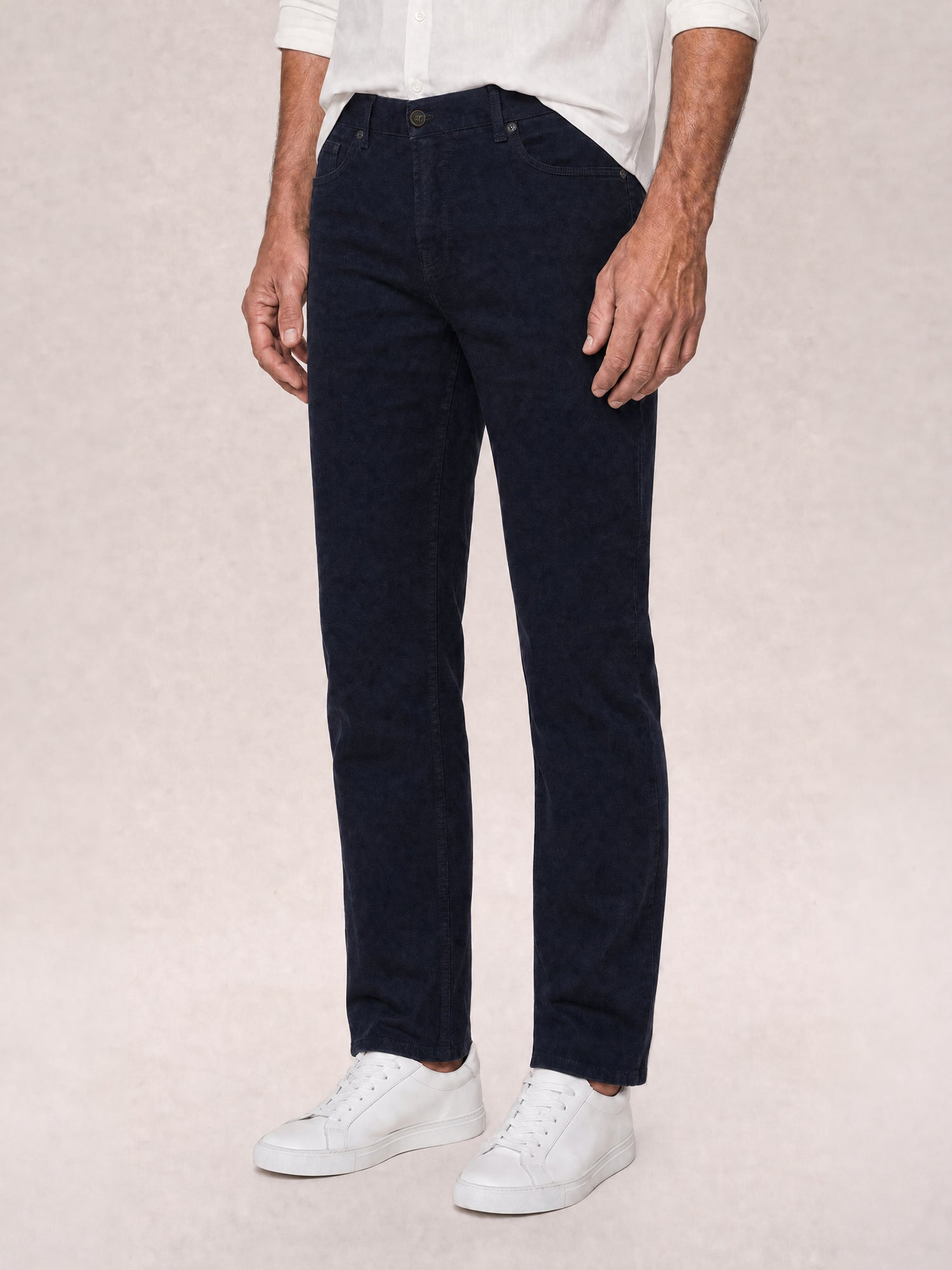 Robert Talbott Fernando Comfort Stretch pantalone lino navy 32x34