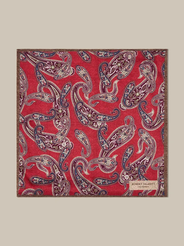 Robert Talbott Collins Pochette Seta Rosso Paisley